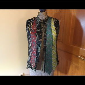 FUNKY women’s vest hand embellished w/ties.OOAK